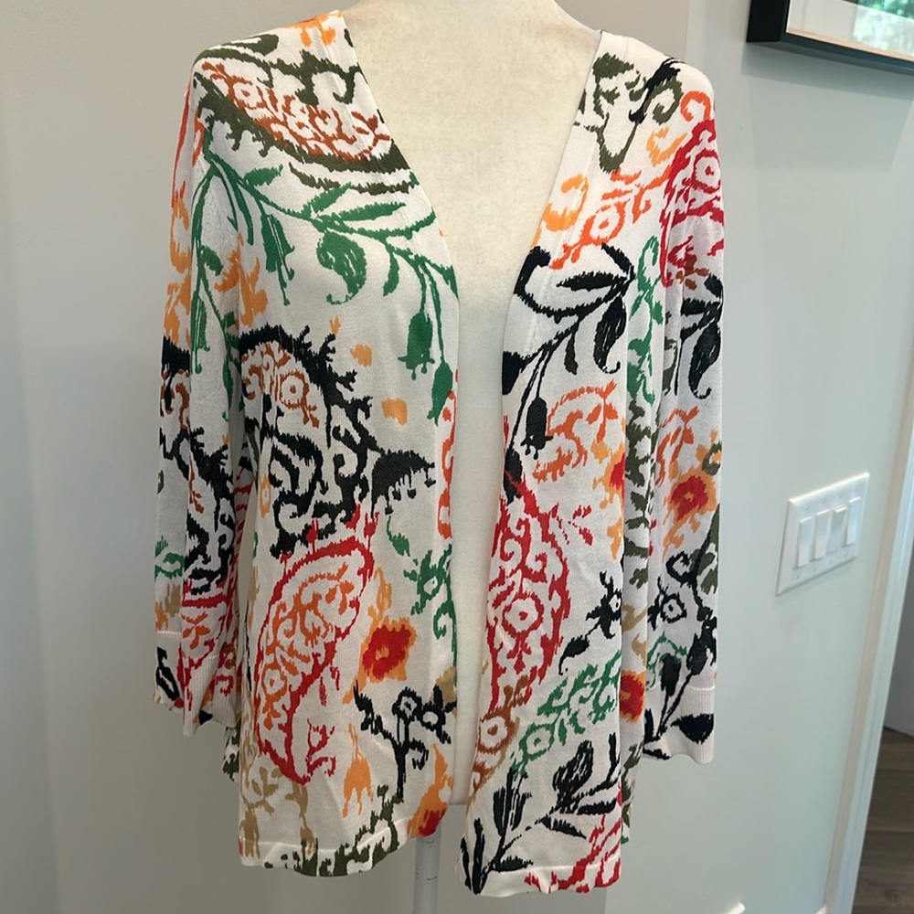 NWOT- Chico's  multicolor floral long sleeves cardigan. Size 2
